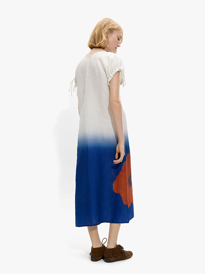 Çiçek Desenli Midi Elbise