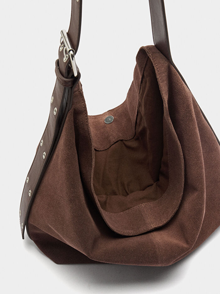 Süet Deri Omuz Çantası L