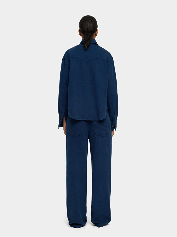 Liyosel ve Pamuk Karışımlı Jean Gömlek