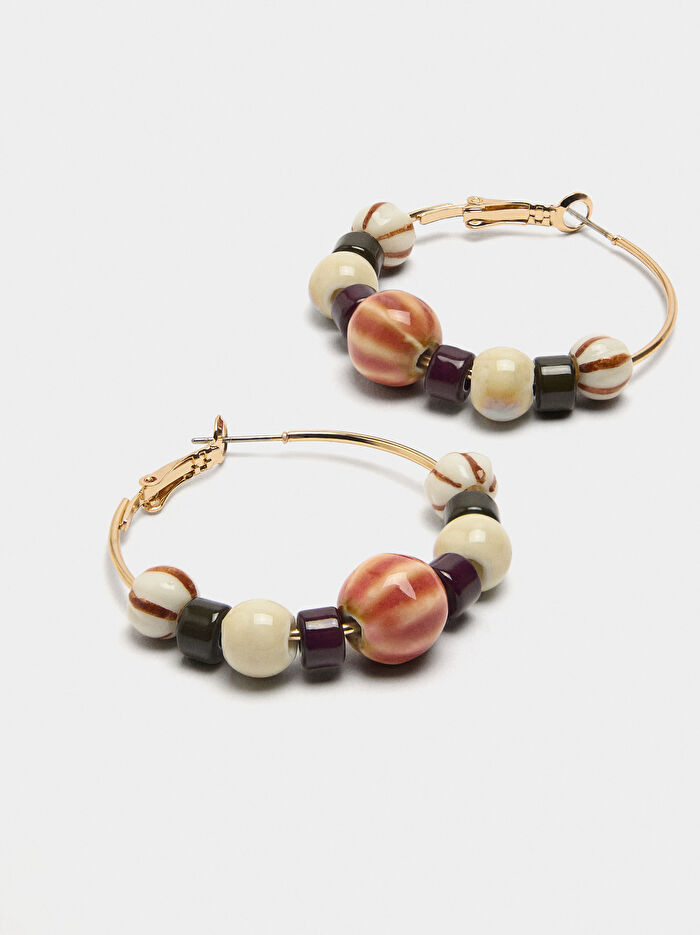 Seramik Boncuklu Halka Küpe