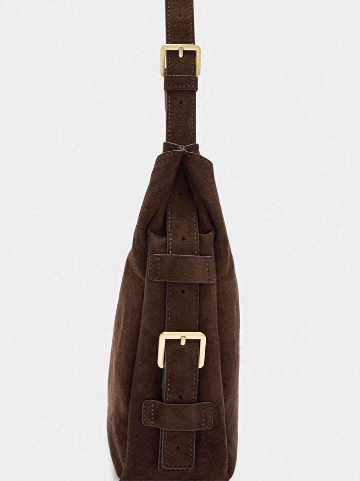 Deri Efektli Hobo Çanta