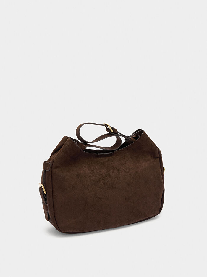 Deri Efektli Hobo Çanta