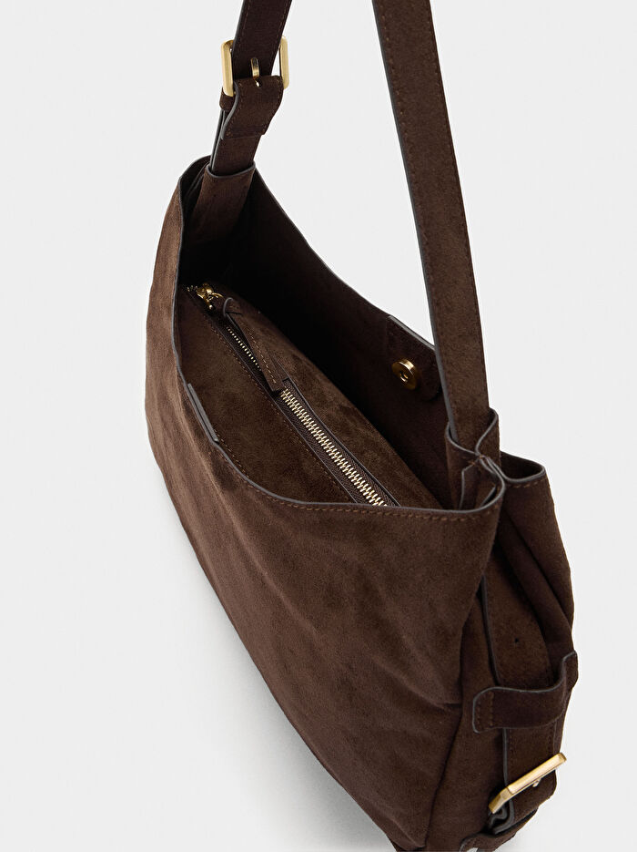 Deri Efektli Hobo Çanta