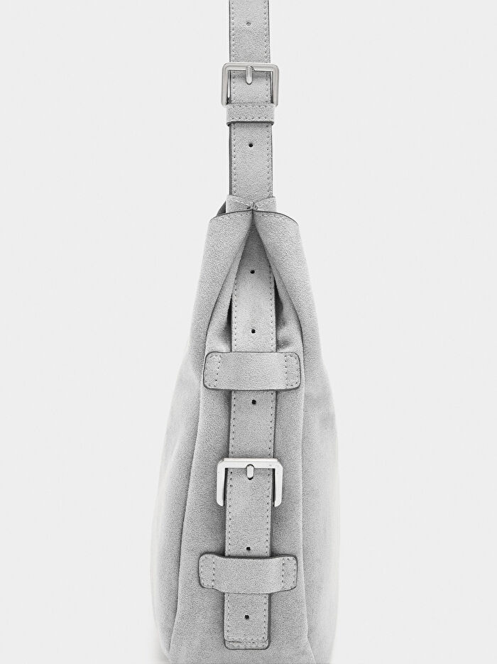 Deri Efektli Hobo Çanta