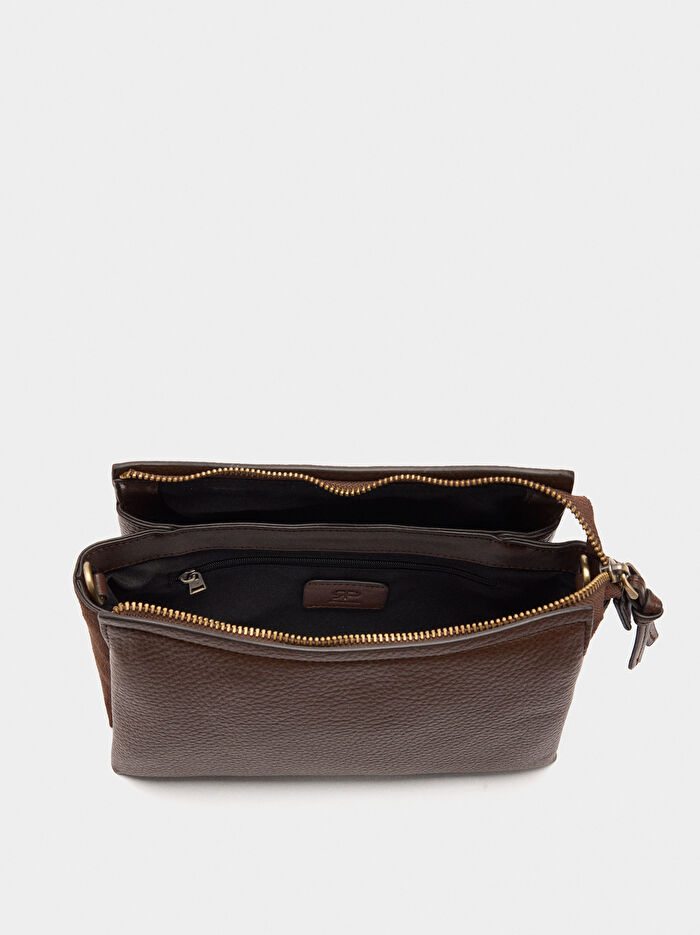 Deri Efektli Omuz Çantası