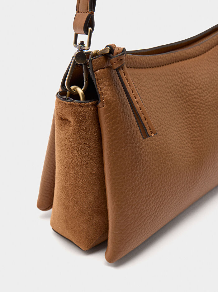 Deri Efektli Omuz Çantası