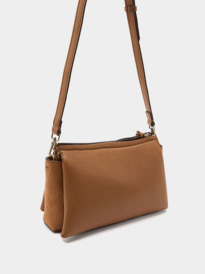 Deri Efektli Omuz Çantası