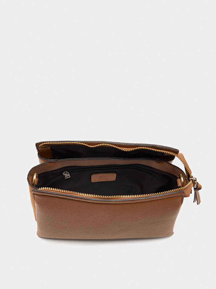 Deri Efektli Omuz Çantası