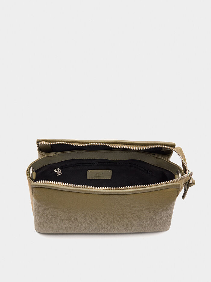 Deri Efektli Omuz Çantası