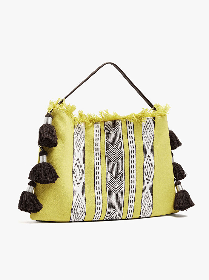 Püsküllü Kumaş Omuz Çantası