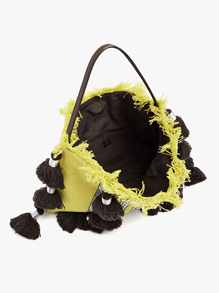 Püsküllü Kumaş Omuz Çantası