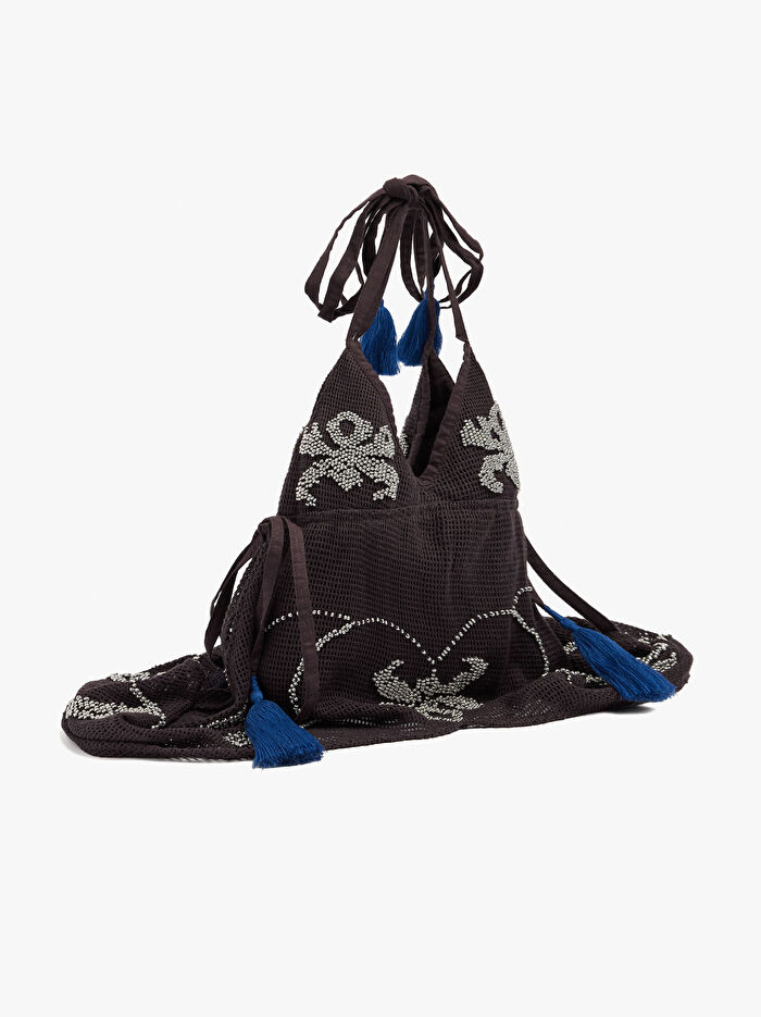 Boncuklu İşlemeli El Çantası