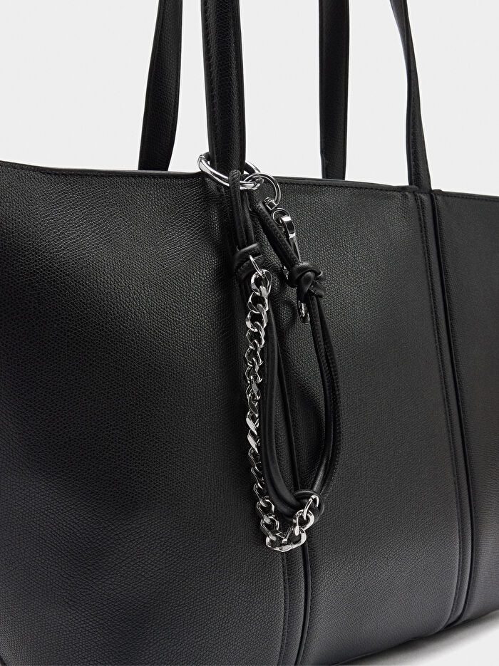 Charm'lı Dokulu Shopper Çanta