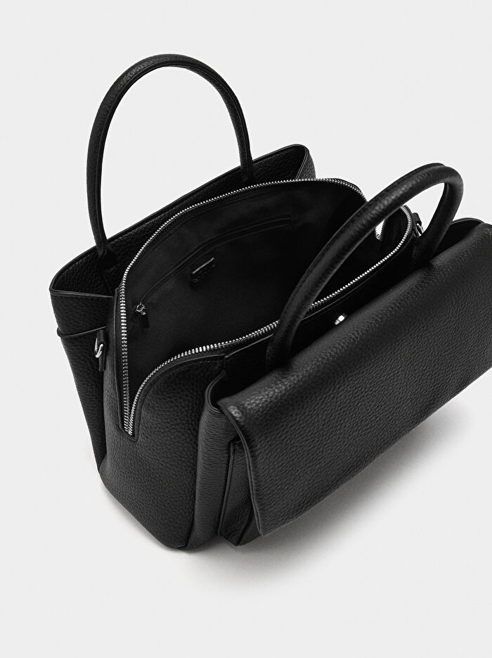 Dokulu ve Kapaklı Tote Çanta