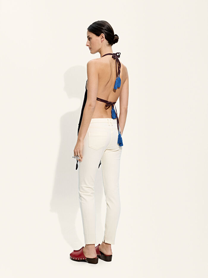 Fermuar Detaylı Denim Pantolon