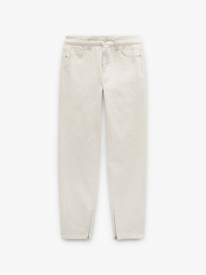 Fermuar Detaylı Denim Pantolon