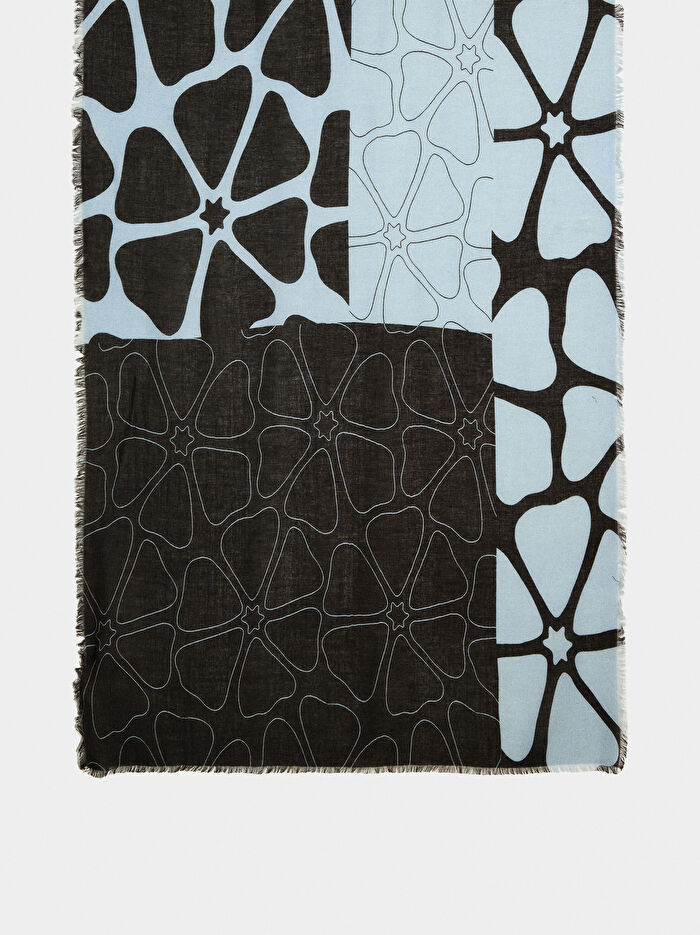 Yün ve Pamuklu Desenli Şal