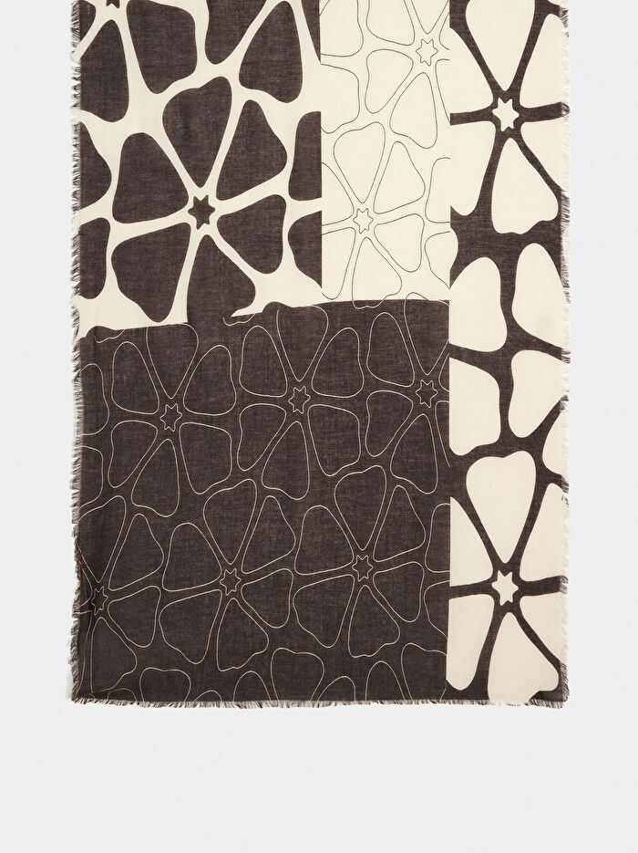 Yün ve Pamuklu Desenli Şal