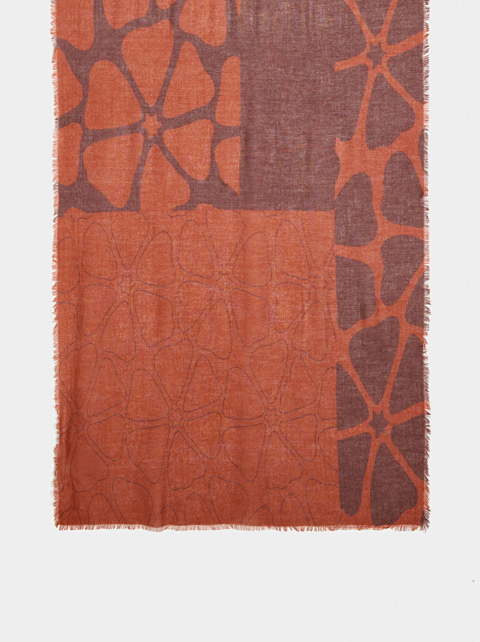 Yün ve Pamuklu Desenli Şal