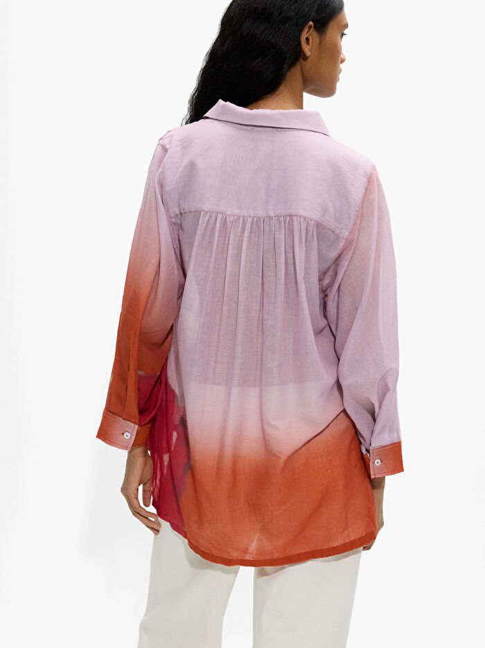 %100 Pamuk Çiçek Desenli Gömlek