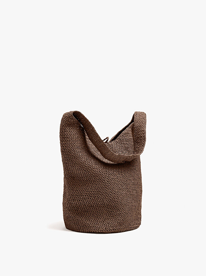 Hasır Efektli Omuz Çantası