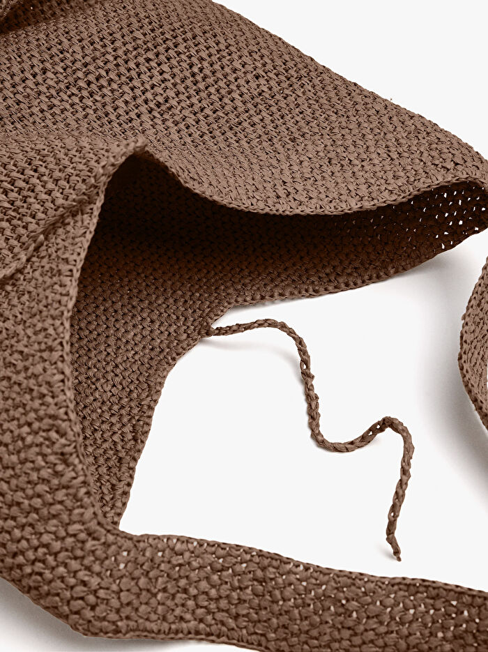 Hasır Efektli Omuz Çantası