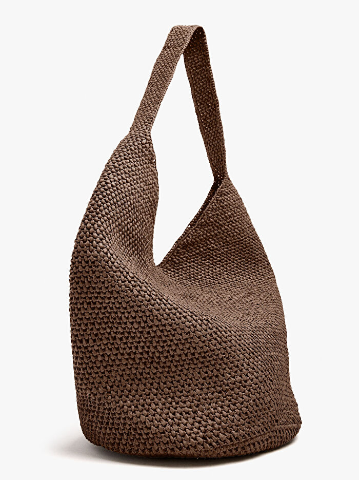 Hasır Efektli Omuz Çantası