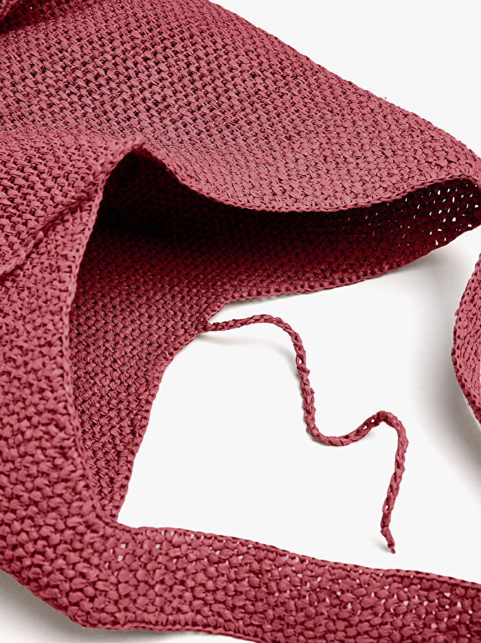 Hasır Efektli Omuz Çantası