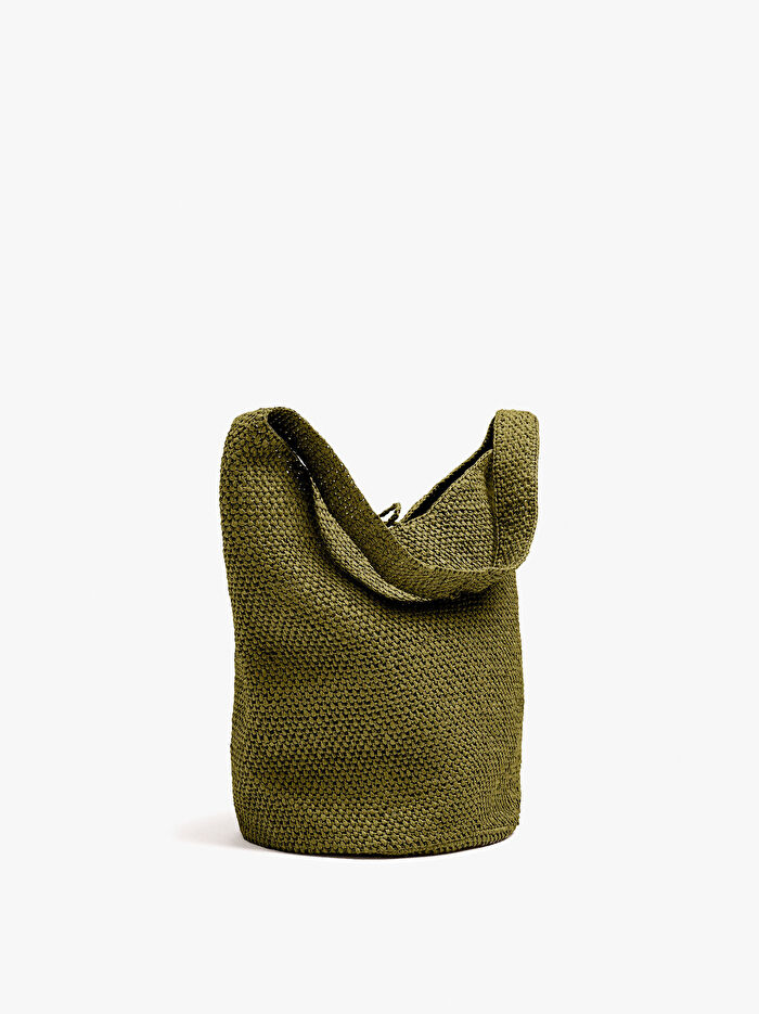 Hasır Efektli Omuz Çantası