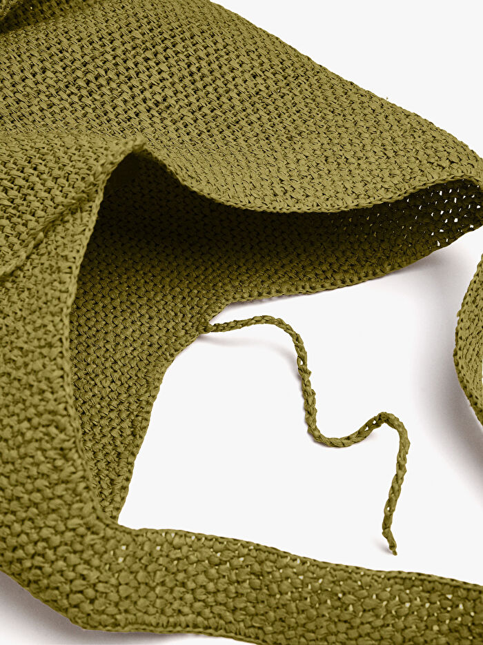 Hasır Efektli Omuz Çantası