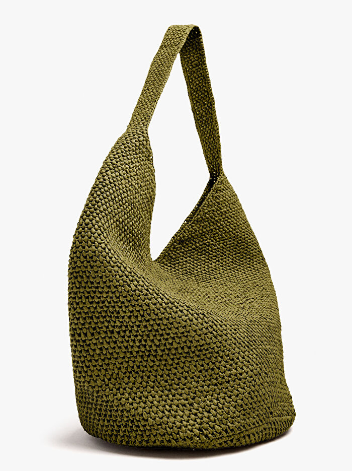 Hasır Efektli Omuz Çantası