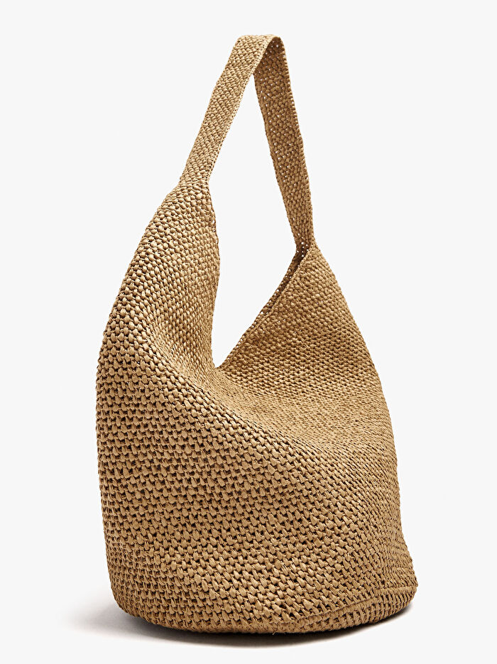 Hasır Efektli Omuz Çantası