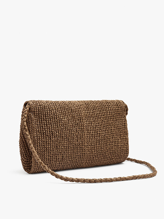 Hasır Efektli Kapaklı Çapraz Çanta