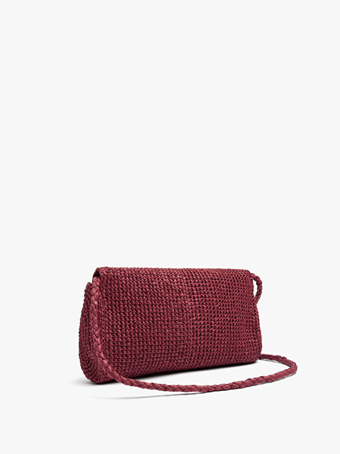 Hasır Efektli Kapaklı Çapraz Çanta