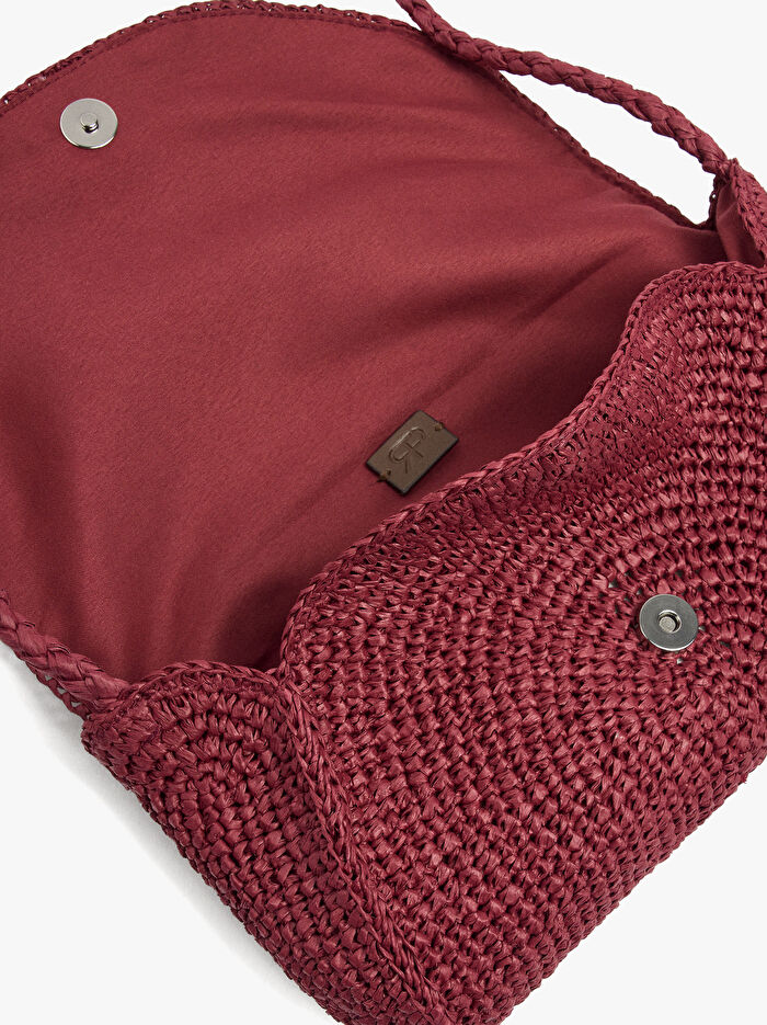 Hasır Efektli Kapaklı Çapraz Çanta