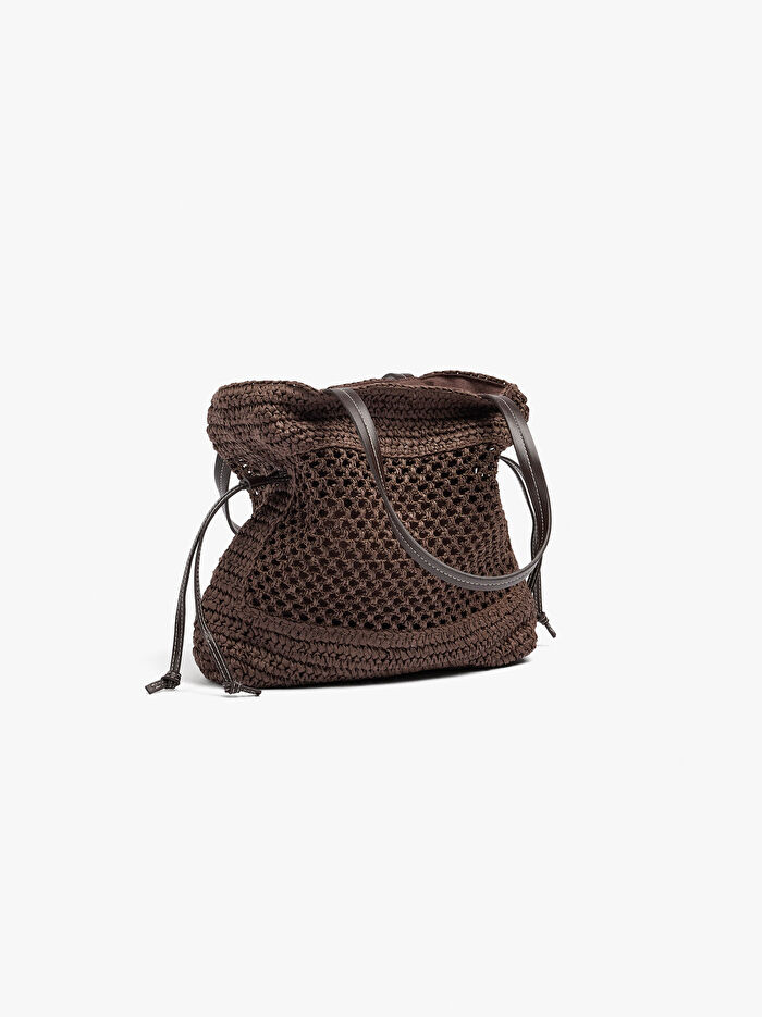 Hasır Desenli Shopper Çanta M