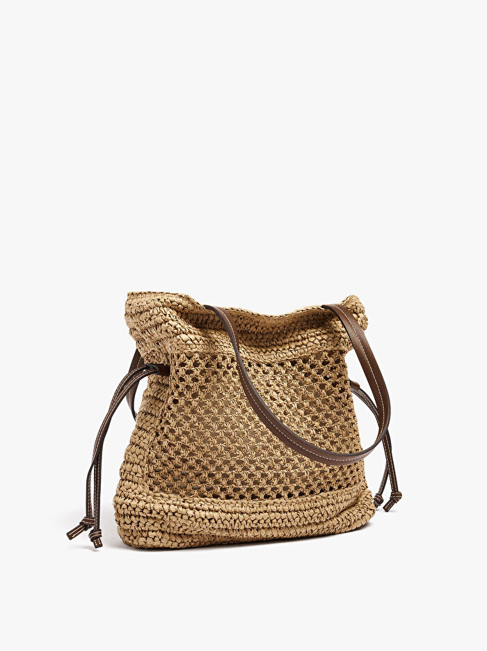 Hasır Desenli Shopper Çanta M