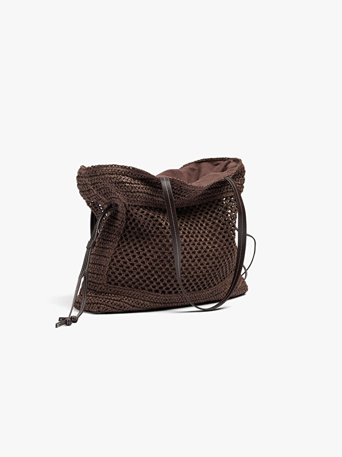 Hasır Desenli Shopper Çanta L