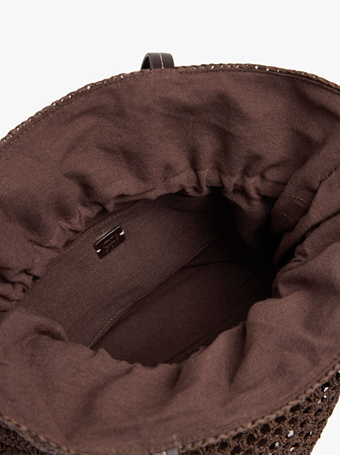 Hasır Desenli Shopper Çanta L