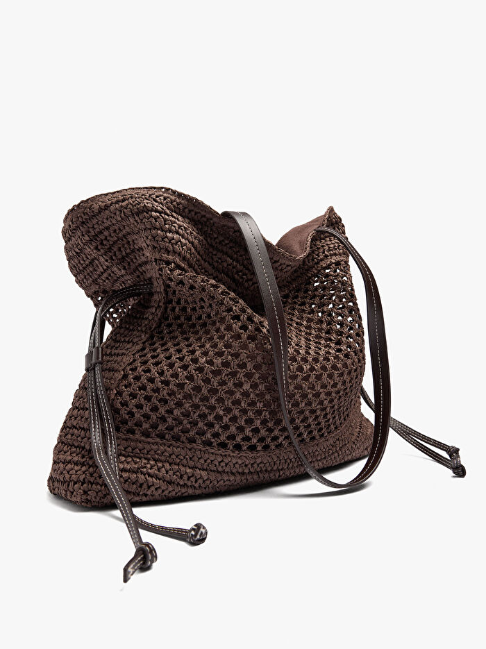 Hasır Desenli Shopper Çanta L