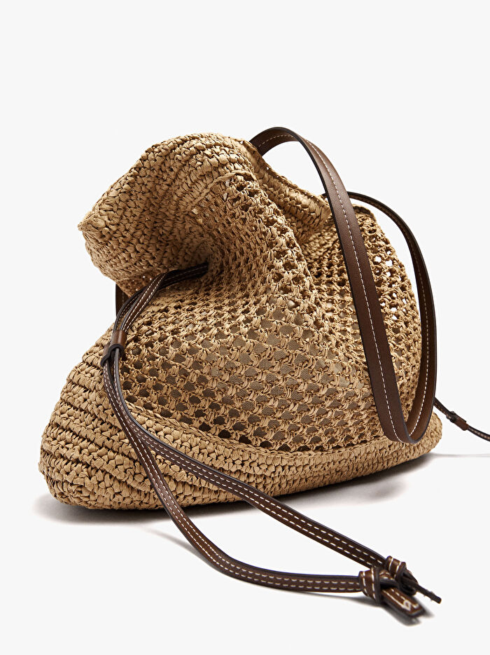 Hasır Desenli Shopper Çanta L