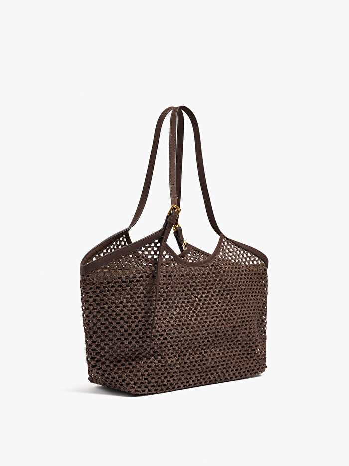 Charm'lı Hasır Görünümlü Shopper Çanta