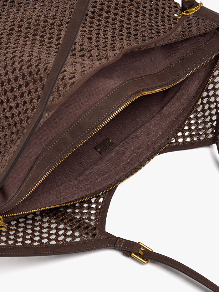 Charm'lı Hasır Görünümlü Shopper Çanta
