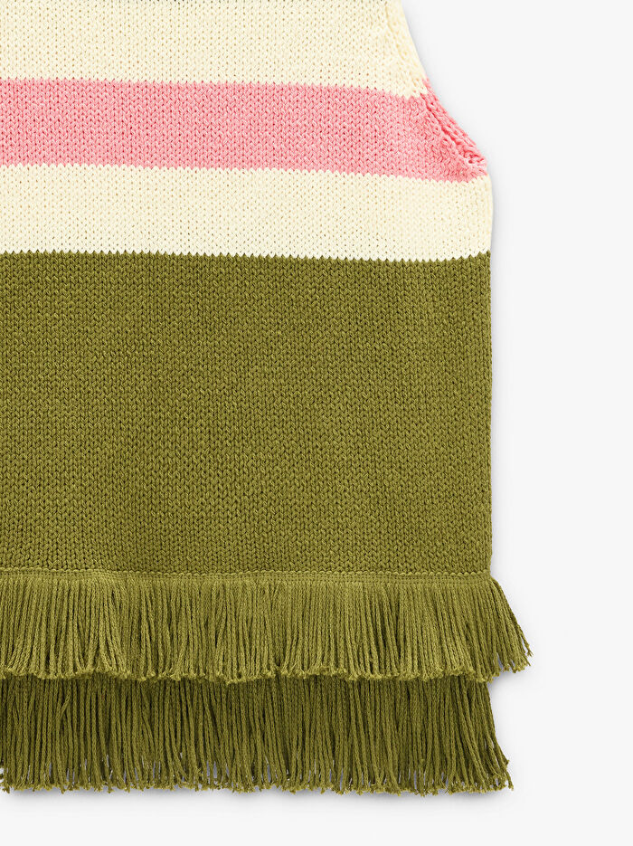 %100 Pamuk Çizgili Örme Üst