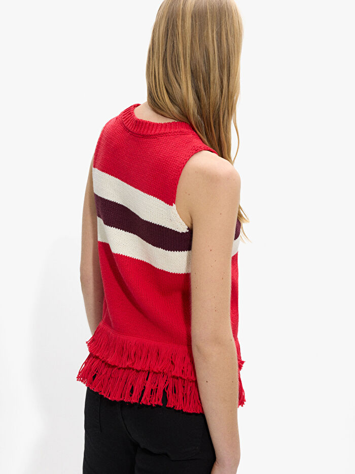 %100 Pamuk Çizgili Örme Üst