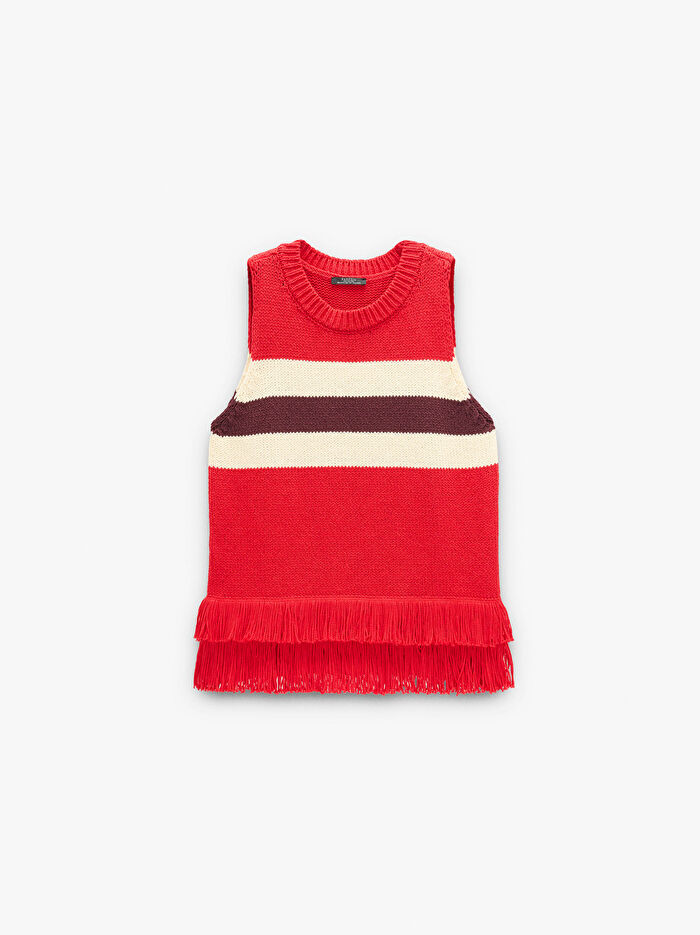 %100 Pamuk Çizgili Örme Üst