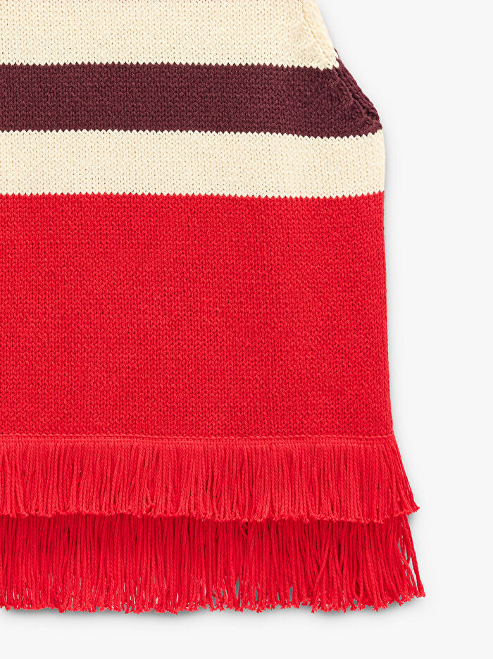 %100 Pamuk Çizgili Örme Üst