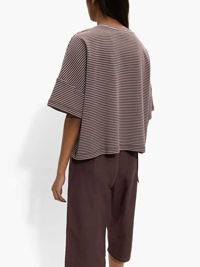 Çizgili Pamuklu T-Shirt
