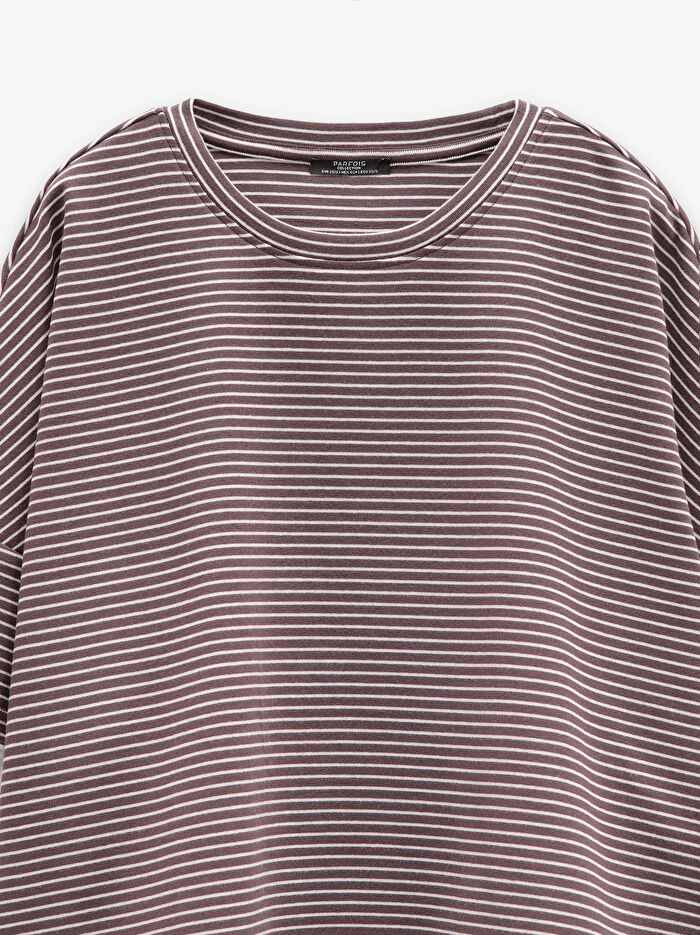 Çizgili Pamuklu T-Shirt