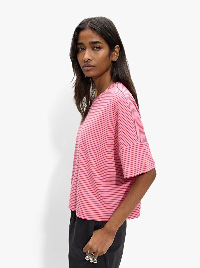 Çizgili Pamuklu T-Shirt